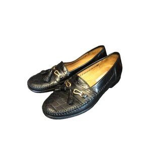 Mezlan Men's Genuine Crocodile Loafers Slip on Tasseled Shoes Moc Toe Size 8M
